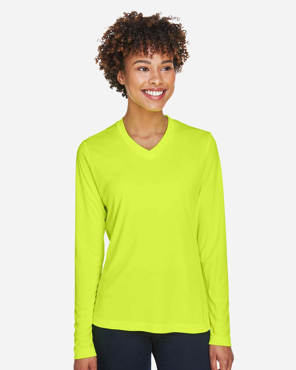 Women's Moisture-Wicking Long Sleeve T-Shirt — Safety Yellow