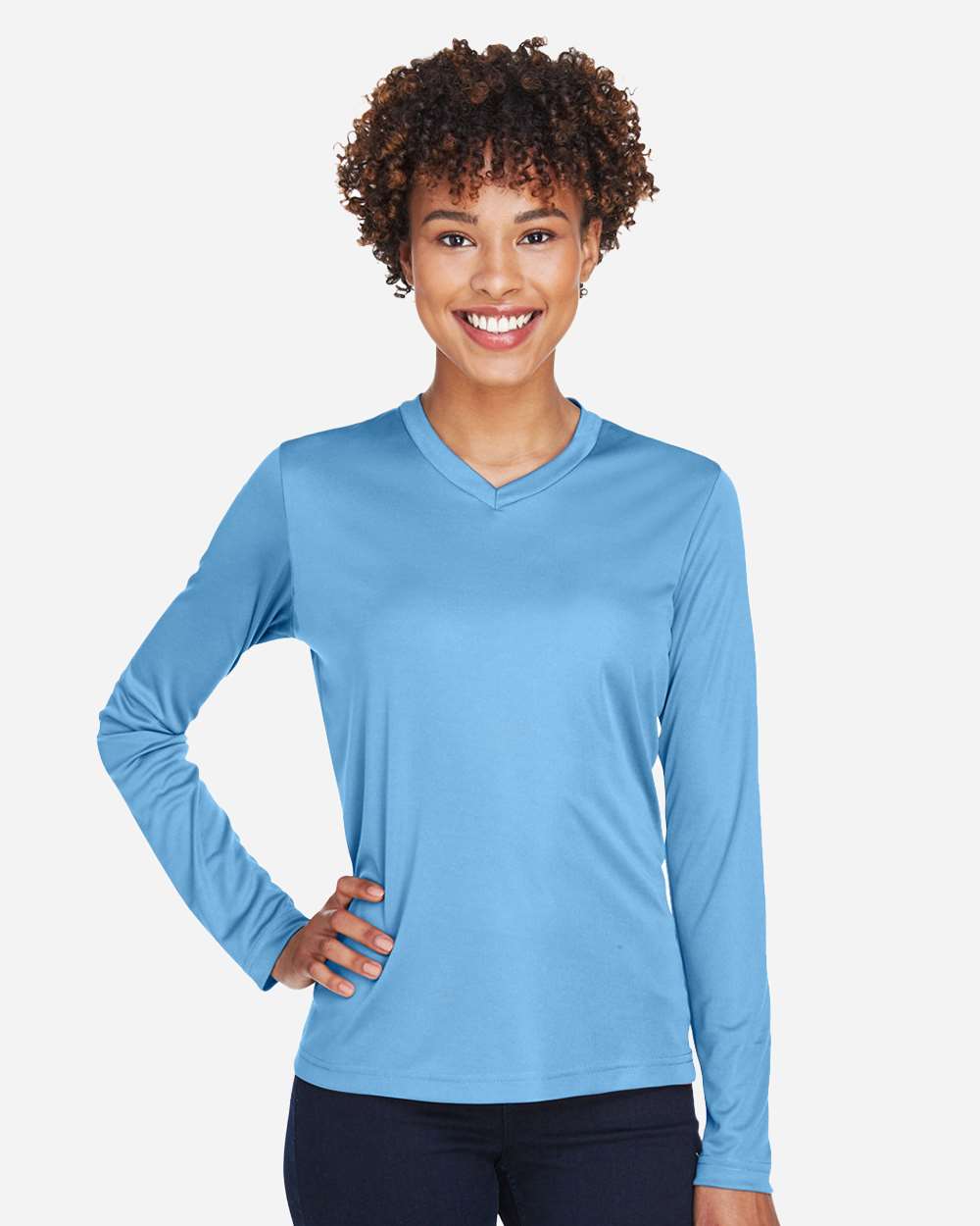 Women's Moisture-Wicking Long Sleeve T-Shirt — Sport Light Blue