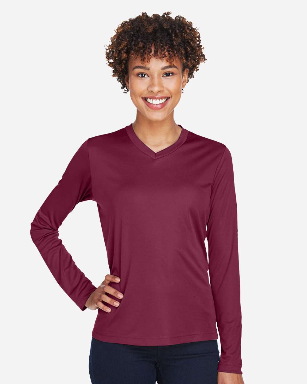 Women's Moisture-Wicking Long Sleeve T-Shirt — Sport Maroon