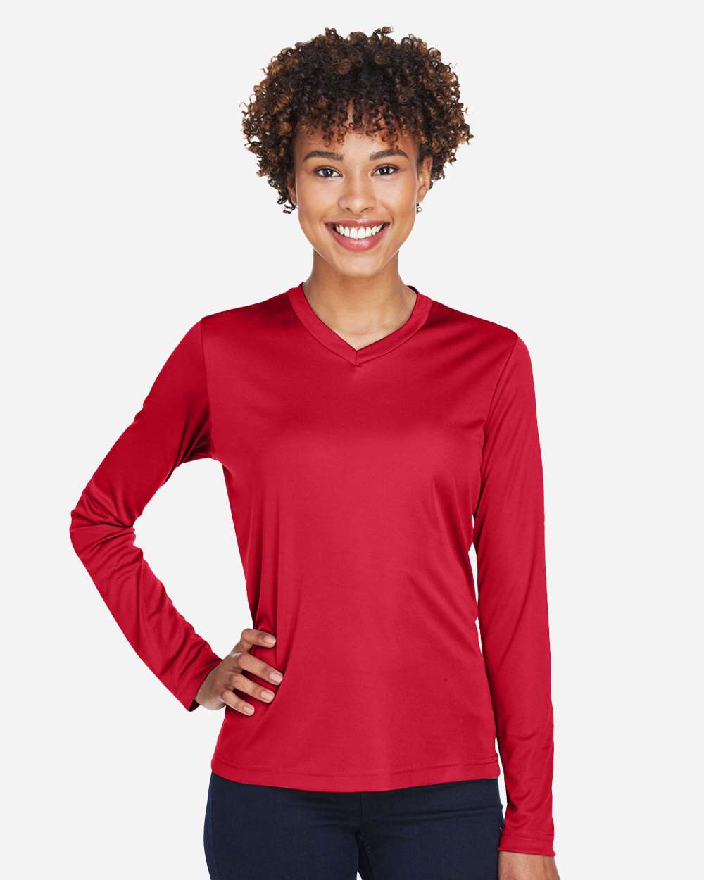 Women's Moisture-Wicking Long Sleeve T-Shirt — Sport Red