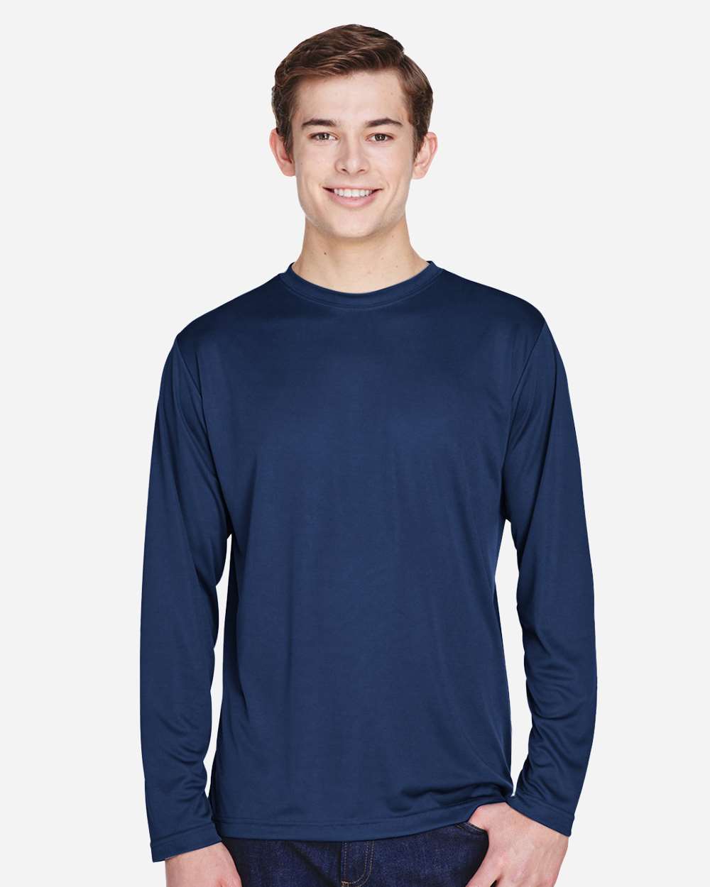 Men's Moisture-Wicking Long Sleeve T-Shirt — Sport Dark Navy