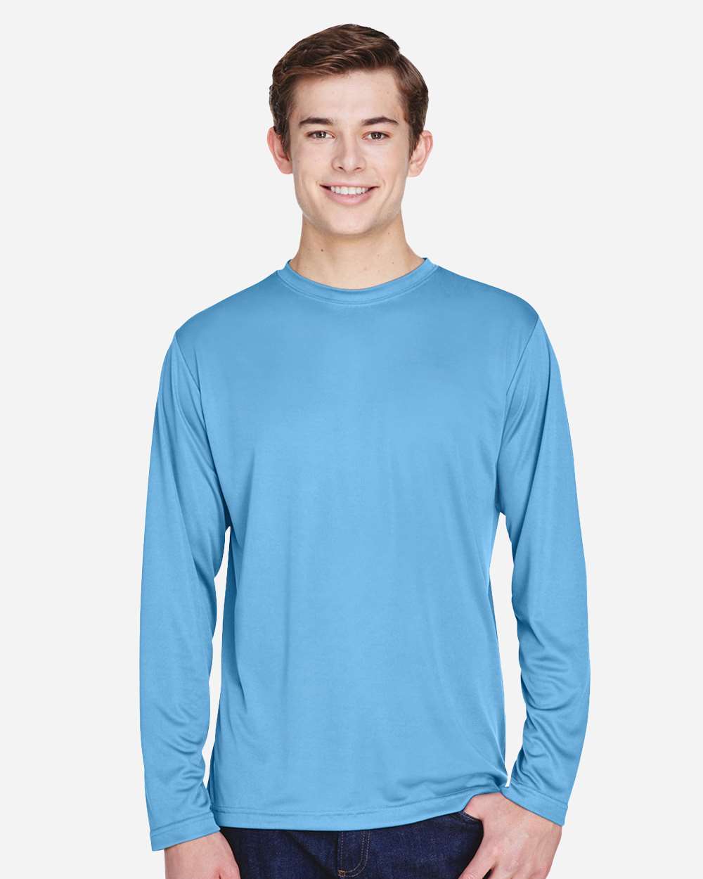 Men's Moisture-Wicking Long Sleeve T-Shirt — Sport Light Blue