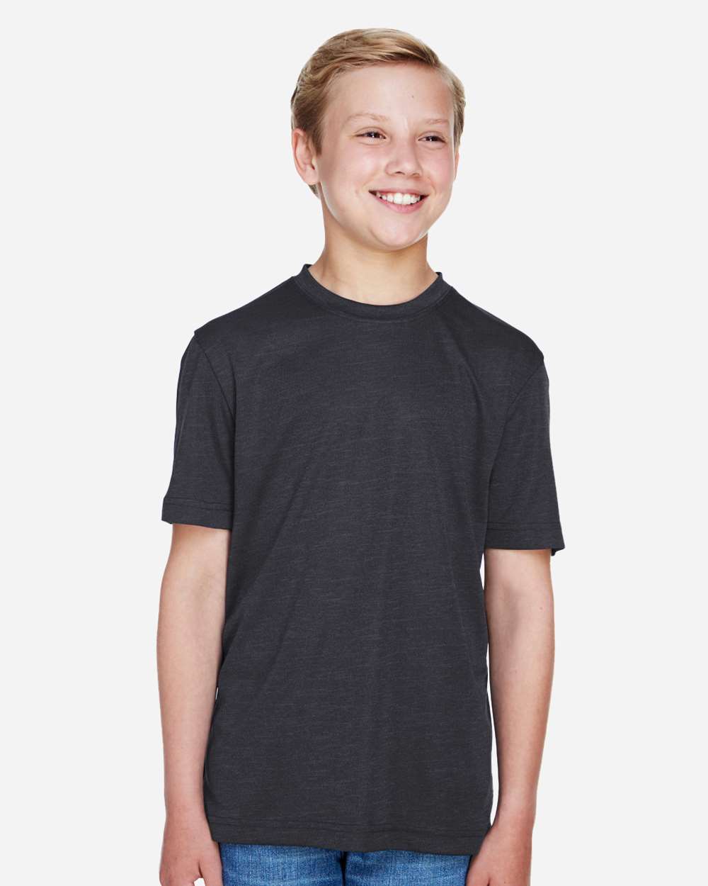 Youth Heather Moisture-Wicking T-Shirt — Black Heather