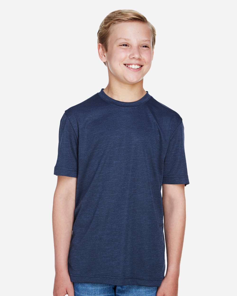 Youth Heather Moisture-Wicking T-Shirt — Sport Dark Navy Heather