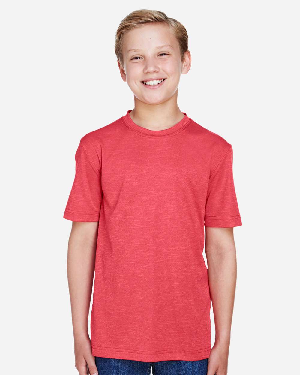 Youth Heather Moisture-Wicking T-Shirt — Sport Red Heather