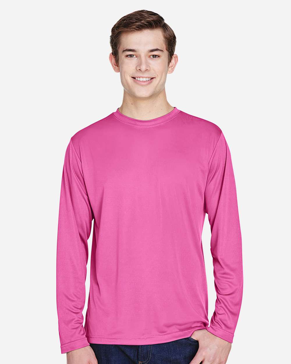 Men's Moisture-Wicking Long Sleeve T-Shirt — Sport Charity Pink