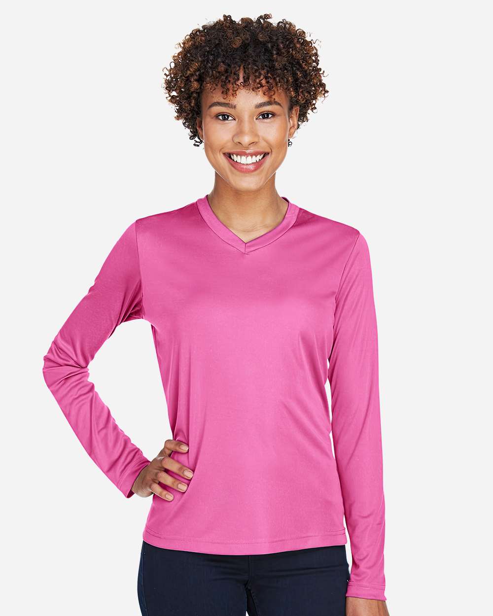 Women's Moisture-Wicking Long Sleeve T-Shirt — Sport Charity Pink